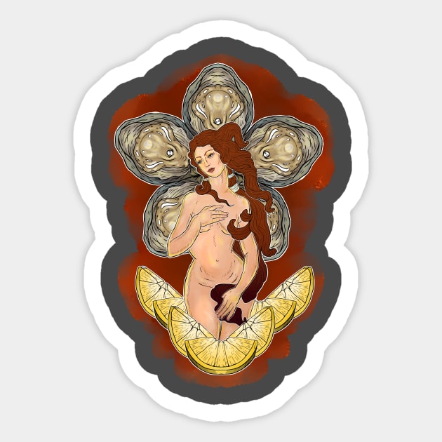 Goddess on the Half Shell Sticker by Teatime Trove